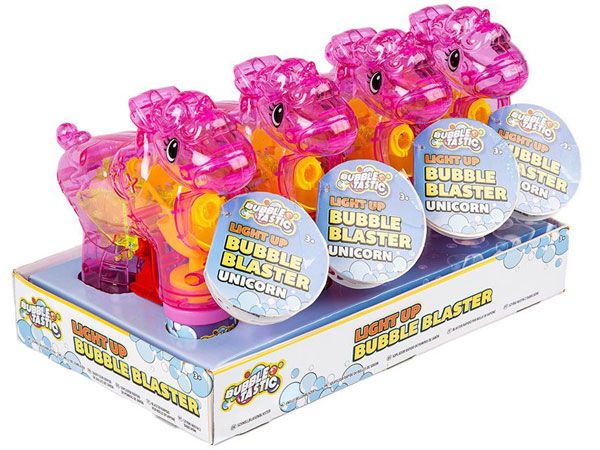 4x Bubbletastic Unicorn Light Up Bubble Blaster Gun