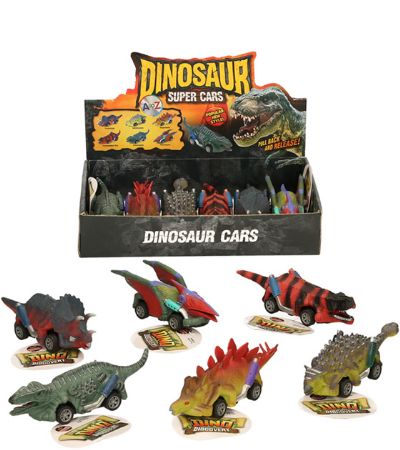 6x Pull Back & Go Dinosaur Cars In Counter Display Unit | 01373