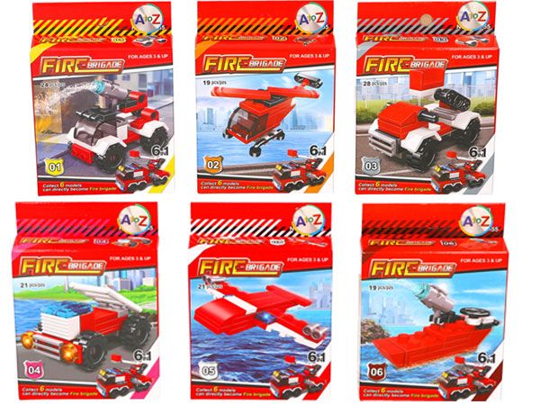 Fire Engine Building Blocks, by A-Z Toys, Assorted Picked At Random | 02154