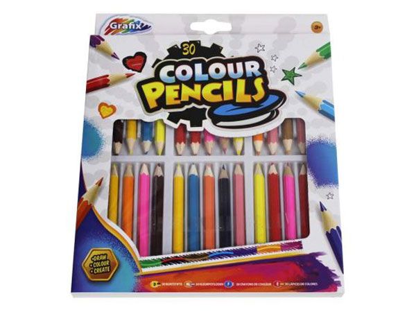 Grafix 30pk Half Length Colouring Pencils