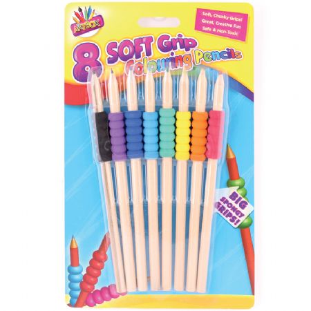 Art Box 8pk Soft Grip Colouring Pencil Crayons (fuj)