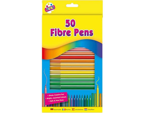 Art Box 50pk Fine Fibre Felt Tip Pen Set