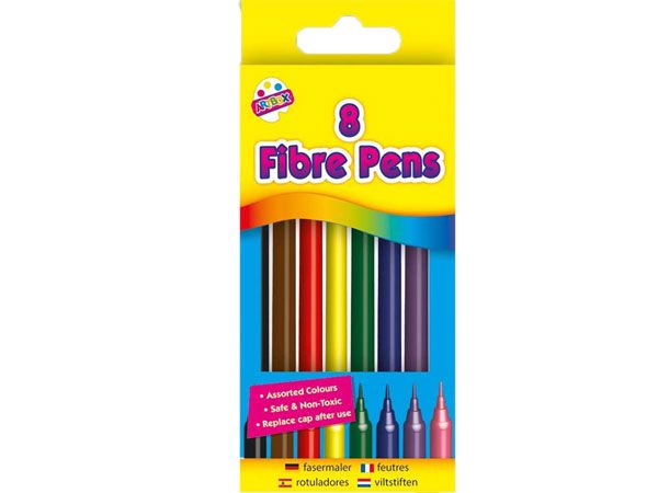 Art Box 8pk Fibre Felt Tip Pens