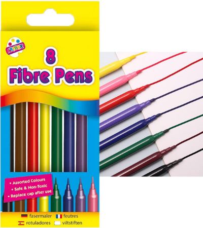 Art Box 8pk Fibre Felt Tip Pens