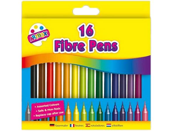 Art Box 16pk Fibre Felt Tip Pens