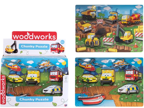 Wood Works - Vehicle Chunky Puzzle, by HTI Toys, by HTI Toys