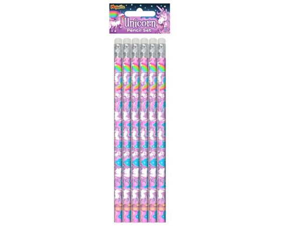 6pk Unicorn Eraser Tipped HB Pencils