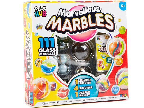 Play Hub Marvellous Marbles, 111 Glass Marble Set