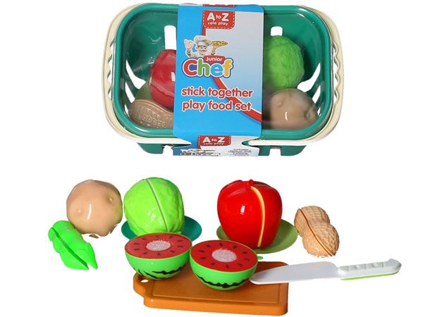 Junior Chef Stick Together Play Food In A Basket, by A to Z Toys | 32202