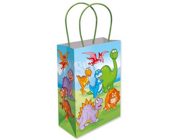 12x Dinosaur Paper Bags With Twist Handles