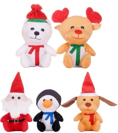 Festive Christmas Plush Soft Toy, Assorted Picked At Random