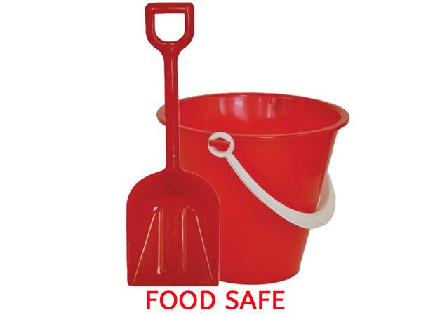 144x11cm Round FOOD SAFE Chip Bucket And Spade - Red...BULK BUY SAVER