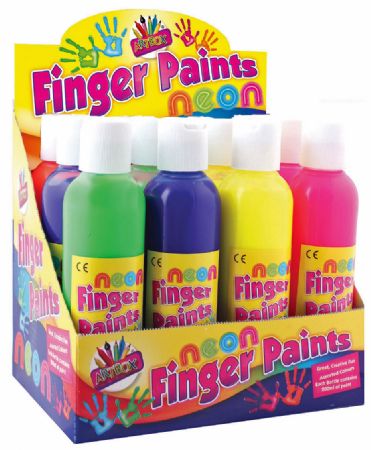 12x Assorted Art Box Neon Finger Paints