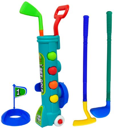 Golf Trolley And Clubs Play Set