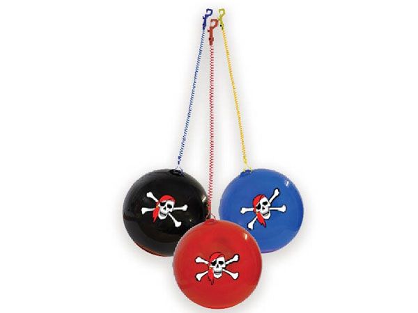 24x Deflated Skull And Crossbones Ball And Keychain