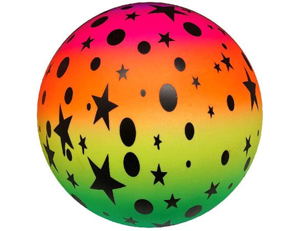 Deflated 10inch Rainbow Ball, Star/Circle Design (fgh)