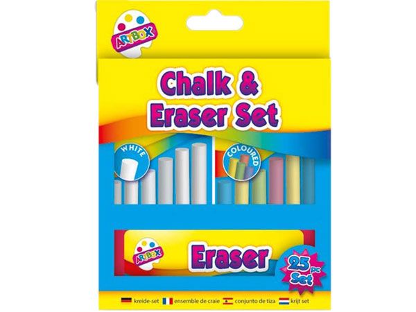 Art Box 25pce Fun Chalk & Eraser Set