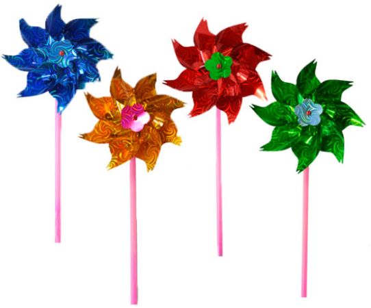 Wholesale Foil Windmills | 16cm Assorted Designs