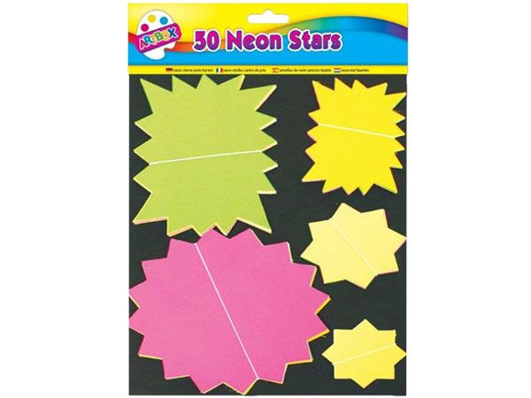 Wholesale 50 Assorted Flourescent Stars | Buy Bulk