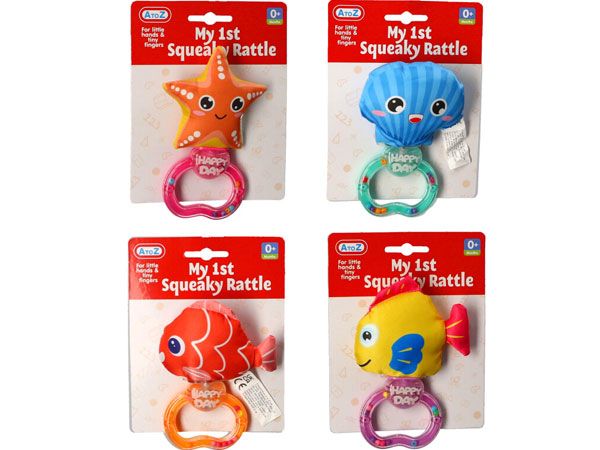 My 1st Soft Squeaky Sealife Rattle, by A to Z Toys, Assorted Picked At Random