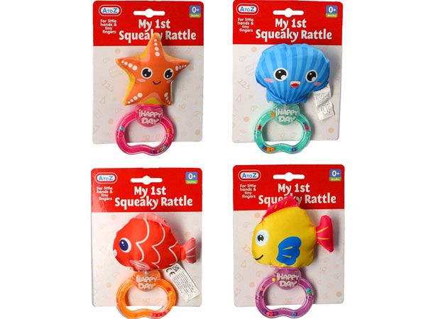 My 1st Soft Squeaky Sealife Rattle, by A to Z Toys, Assorted Picked At Random | 63320