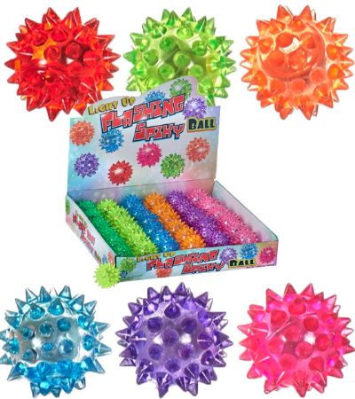 36x Light Up Flashing Spikey Balls In Counter Display