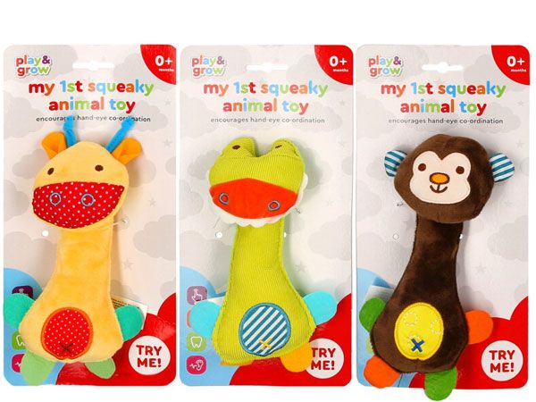 My 1st Squeaky Animal Rattle, by A to Z Toys, Assorted Picked At Random | 65708