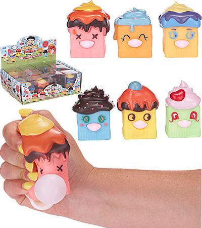 12x Kawaii Squishy Squeezy Cupcakes With Pop Out Tongue | 65779