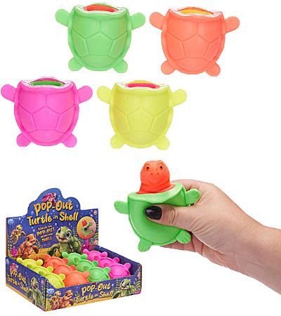 12x Squishy Pop-Out Turtle In Shell, Counter Display Unit