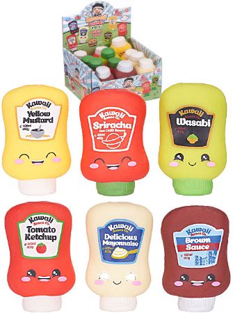 12x Kawaii Squishy Squeezy Sauce Bottles In Counter Display | 65877 WHL