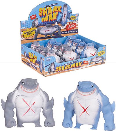 12x Squeezy, Stretchy Shark Man In Counter Display | 65883