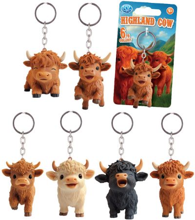 48x Highland Cow Keychains In Assorted Designs