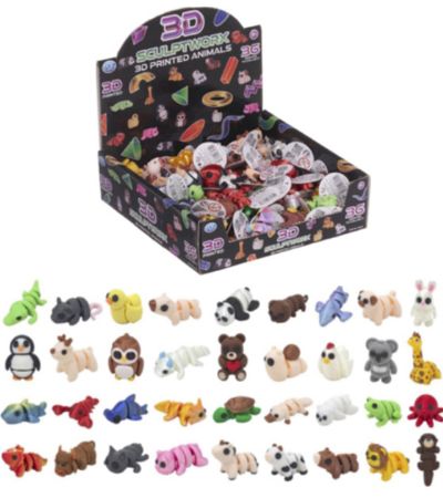 Display Of 72x Sculptworx 3D Printed Animals In Assorted Designs