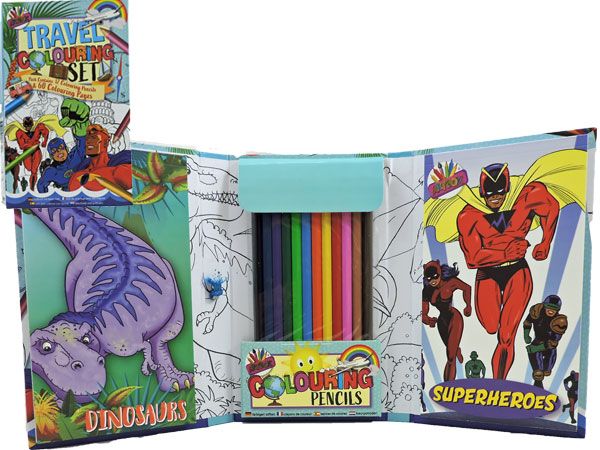 Artbox Boys Travel Colouring Set, Dinosaurs and Superheroes, Picked At Random