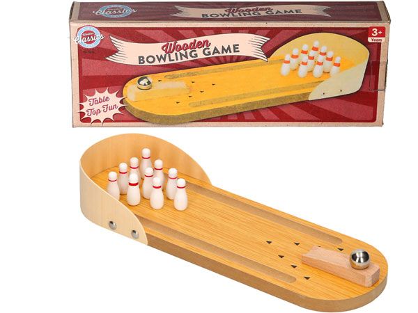 Wooden Classics - Wooden Bowling Game, By a to Z Toys box view