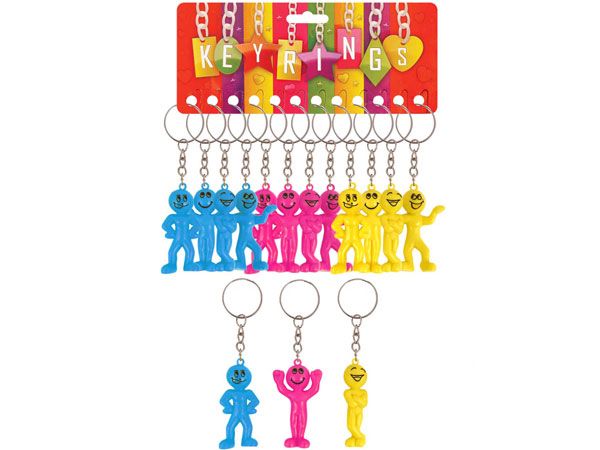 12x Colourful Smiley People Keychain