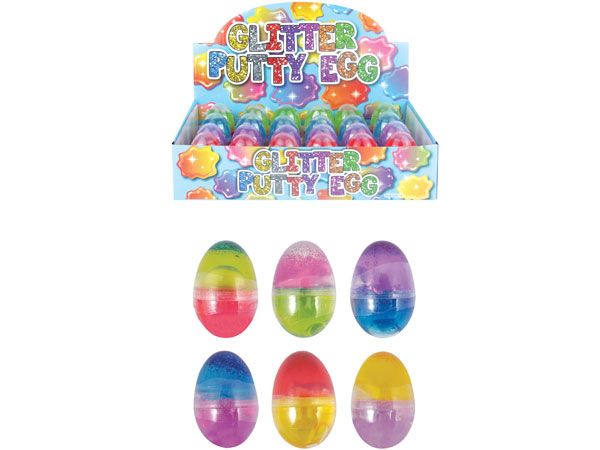 24x 2 Tone Glitter Putty Eggs