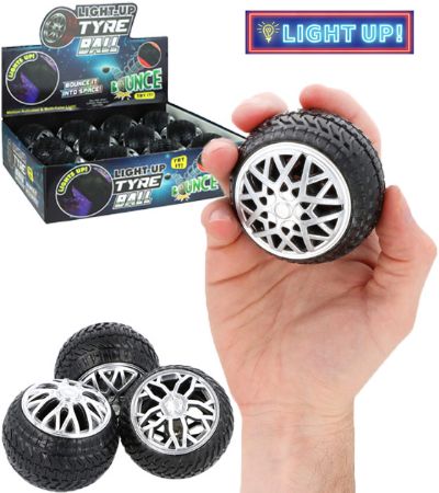 12x Light Up Flashing Tyre Ball In Display