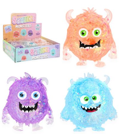 12x Monster Squeeze Toy With Sugar/Maltose Filling