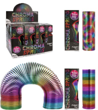 12x Metallic Effect Coloured Magic Spring Fidget Toy In Counter Display