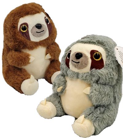 17cm Sitting Sloth Push Soft Toy...Assorted Colours Picked At Random | NO00438A