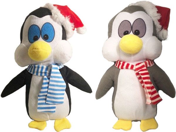 Large 27cm Christmas Penguin With Hat Soft Toy, Assorted Colours