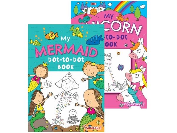 6x Squiggle Mermaid & Uniccorn Colouring Books