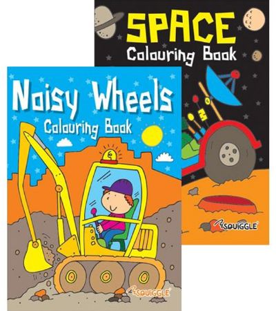 12x Space And Noisy Wheels Colouring Book