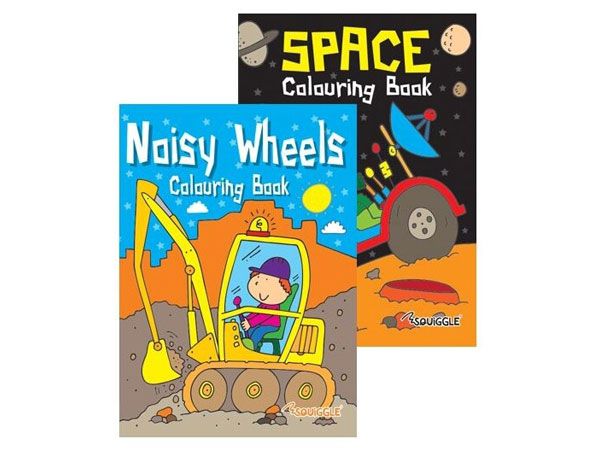 12x Space And Noisy Wheels Colouring Book | P2809