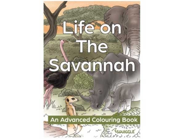 Squiggle Advanced Relaxing Colouring Book - Life On The Savannah