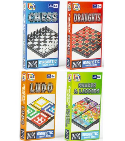 24x Games Hub Magnetic Travel Games, 4 Assorted Designs