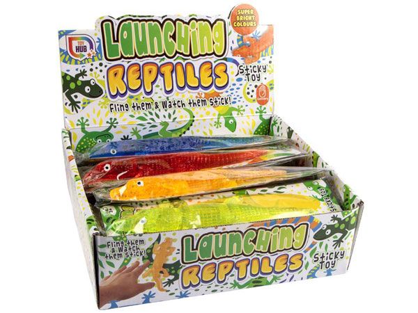 Toy Hub- 24x Launching Sticky Reptiles In Display