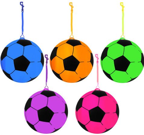 24x 23cm PVC Football With Hook & Spiral Keychain | R38658
