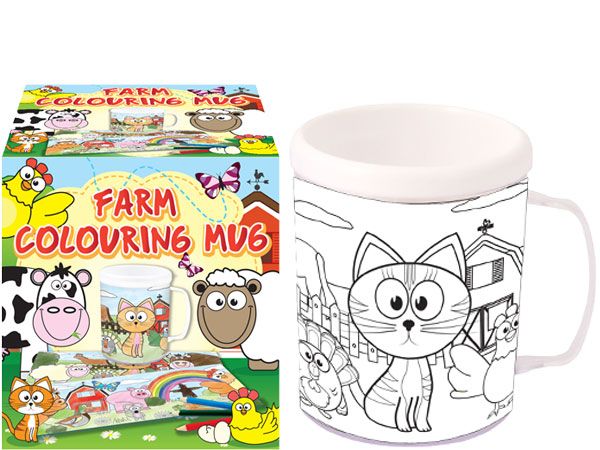 Wholesale Farm Colouring Mug | Kids Colouring Mug